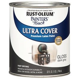 Painter's Touch Ultra Cover Latex Paint, Dark Gray Gloss, Qt.