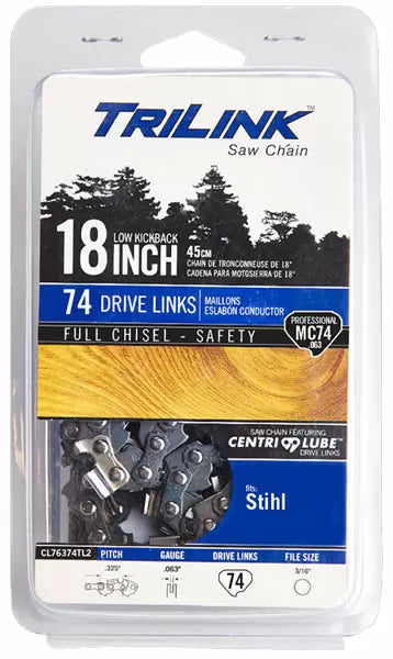 Trilink Saw Chain  Full Chisel Chain 18 in. - 0.063 in. - 74 Drive Links