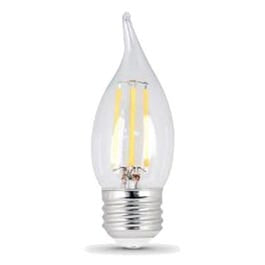 LED Chandelier Light Bulbs, Flame Tip, Filament-Style, Soft White, 300 Lumens, 4.5-Watts, 2-Pk.