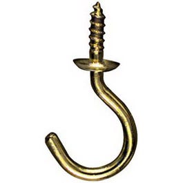 Cup Hook, Solid Brass, 2-Pk., 1.5-In.