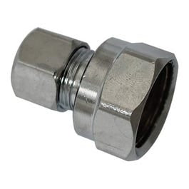 Brass Compression Straight Connector, Chrome-Plated, Lead-Free, 1/2 FPT x 3/8-In. OD