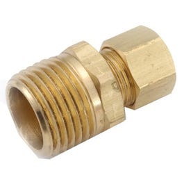 Connector, Brass, Compression, Male, 1/2 x 3/8-In.