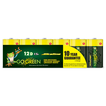 GoGreen Power® Alkaline Batteries D 12pk