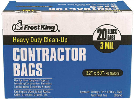 20 Contractor Trash Bags 42 Gallons 32 x 50 3 Mil Thick Heavy Duty Industrial
