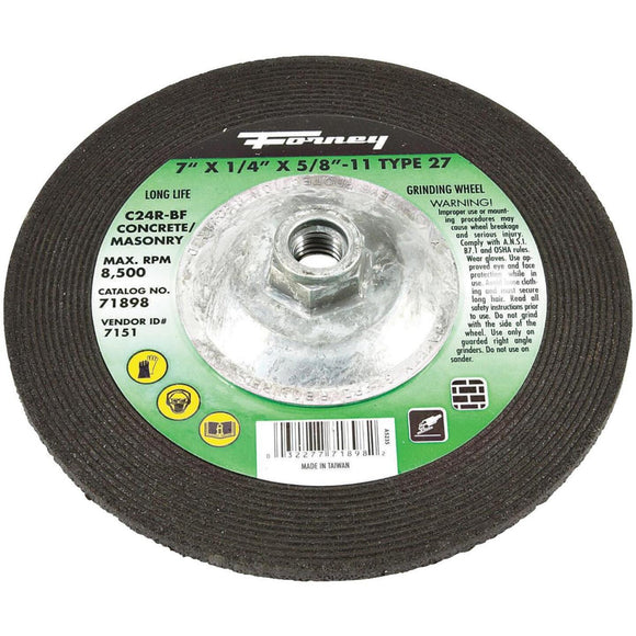 Forney Type 27 7 In. x 1/4 In. x 5/8 In.-11 Masonry Grinding Cut-Off Wheel