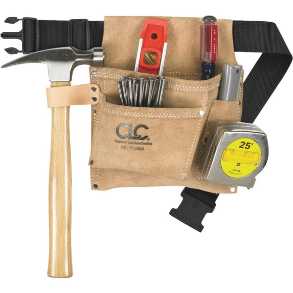CLC 3-Pocket Suede Leather Nail & Tool Bag with Belt