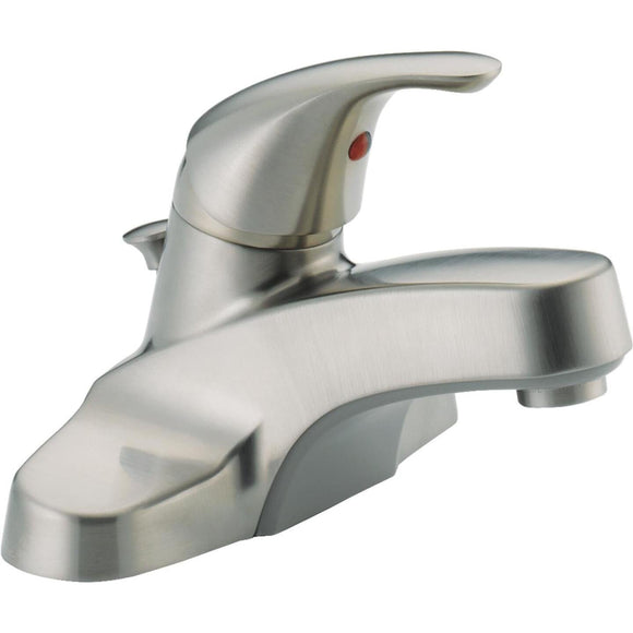 Peerless Brushed Nickel 1-Handle Lever 4 In. Centerset Bathroom Faucet with Pop-Up