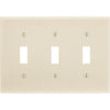 Leviton 3-Gang Plastic Toggle Switch Wall Plate, Ivory