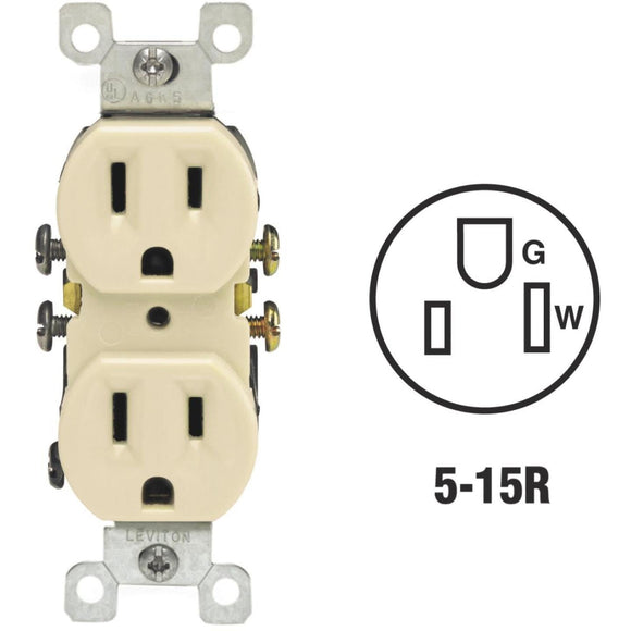 Leviton 15A Ivory Shallow Grounded 5-15R Duplex Outlet