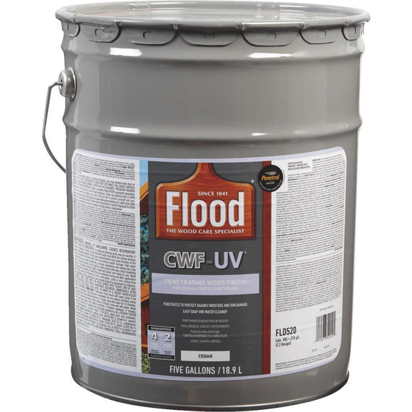 Flood CWF-UV Oil-Modified Fence Deck and Siding Wood Finish, Cedar, 5 Gal.