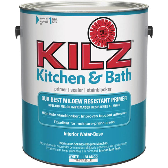 Kilz Kitchen & Bath Water-Based Low VOC Interior Primer Sealer Stainblocker, White, 1 Gal.