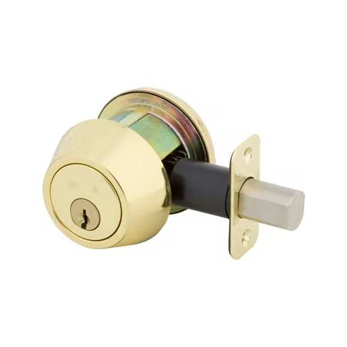 Delaney Hardware Deadbolt Single Cylinder Bright Brass View Pack